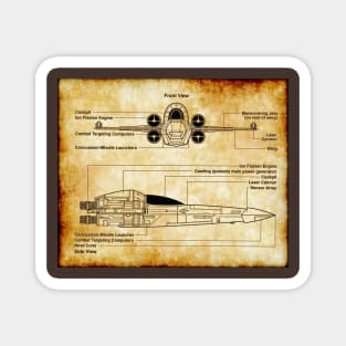 Headhunter Fighter Parchment Blueprint Magnet