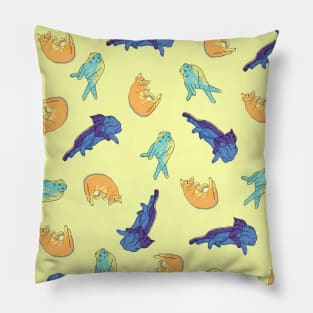 Cats Pattern - Baby Yellow Background Pillow