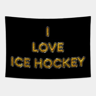 I Love Ice Hockey - Yellow Tapestry