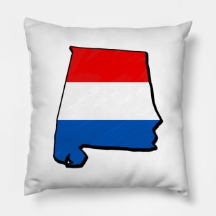 Red, White, and Blue Alabama Outline Pillow