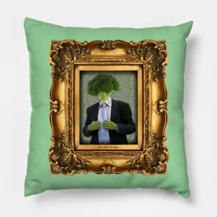 Broccoli Man in Vintage Frame Pillow