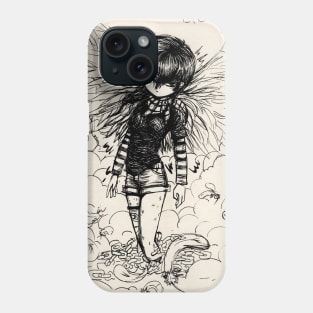 Sketch of a falling angel Phone Case