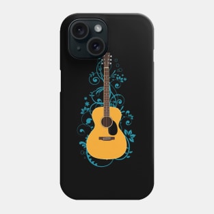 Natural Concert Acoustic Guitar Flowering Vines Phone Case