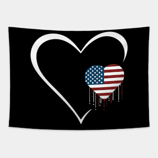 American Flag Proud USA Patriotic Cute Valentine's Day Tapestry