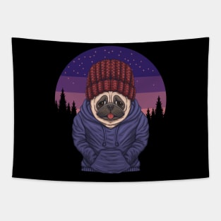 Pug Night Vintage Tapestry