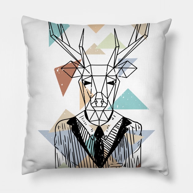 Geometric Deer Design Pillow by LR_Collections