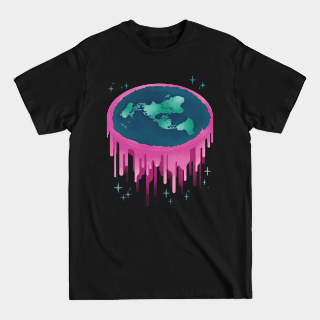 Neon Drippy Flat Earth - Flat Earth - T-Shirt