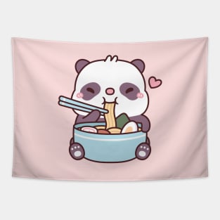 Cute Baby Panda Loves Eating Ramen Noodles Tapestry