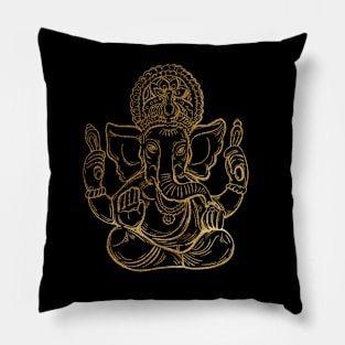 Lord Ganesha Gold Print Pillow