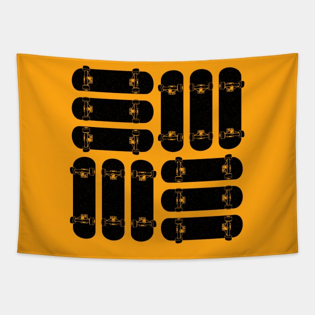 Skateboard Rows on Orange Tapestry by AKdesign