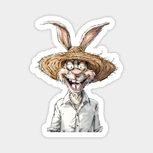 Easter Bunny Straw Hat Magnet