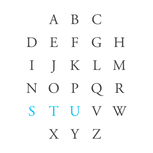 STU Alphabet Letters | Blue T-Shirt