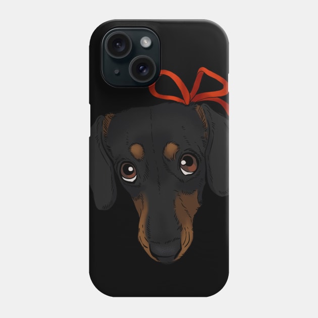 Puppy eyes daschund Phone Case by Pandemonium