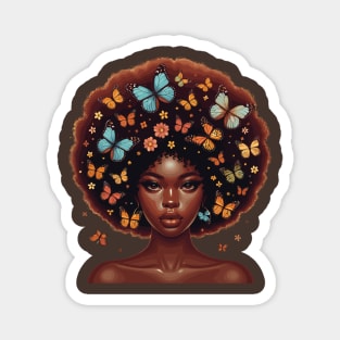 Afro Beauty With Butterflies Magnet