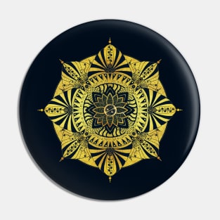 Golden Symmetry Mandala Pin