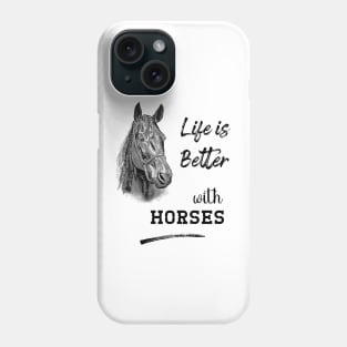 Horsehead Drawing with Horse Lover Text Phone Case