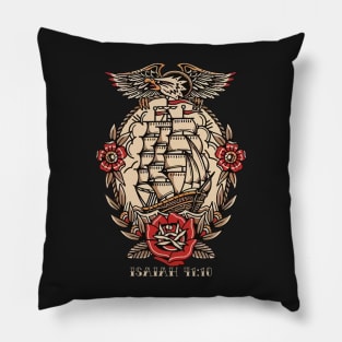 Ship Eagle American Traditional Tattoo Flash Pillow