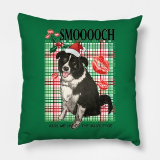 Kiss Me Under The Mistletoe Border Collie Pillow