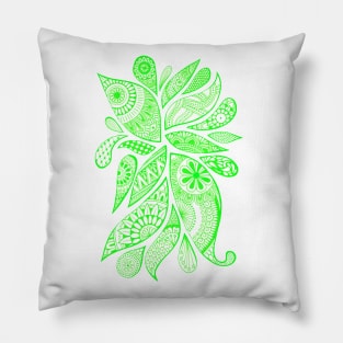 Abstract Zentangle Swirls Design (green on white) Pillow