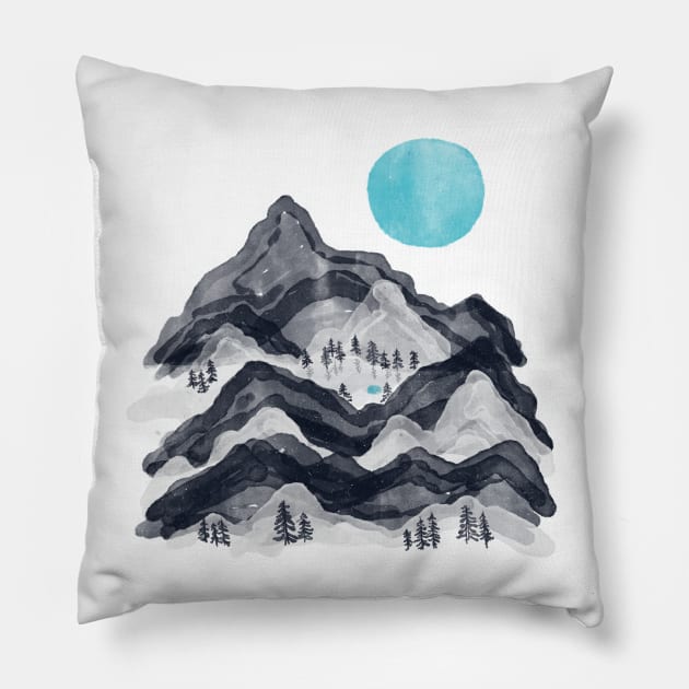 Sun in Moon Lake... Pillow by NDTank