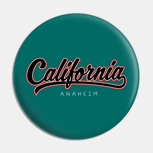 Anaheim California Retro Typography Pin by EddieBalevo