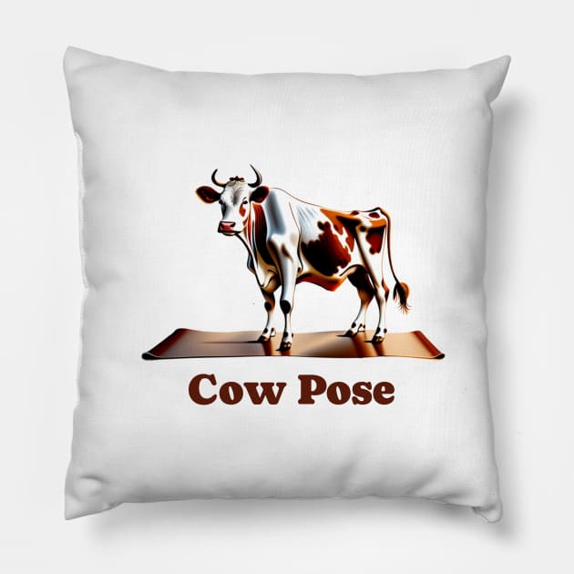 Cow in yoga pose Pillow by Edgi