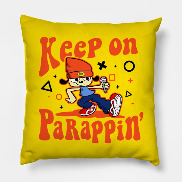 Keep on PaRappin v2 Pillow by demonigote