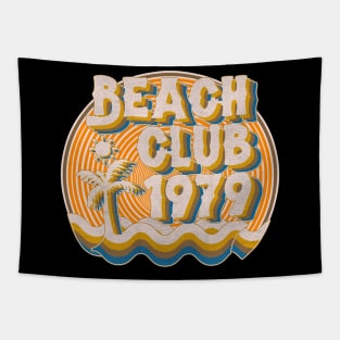 vintage retro beach club 70s 1979 with spirale orange Tapestry