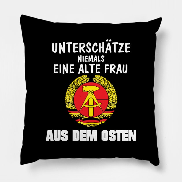 DDR Alte Frau aus dem Osten Ostdeutschland Pillow by UNKREATIVDESIGNS