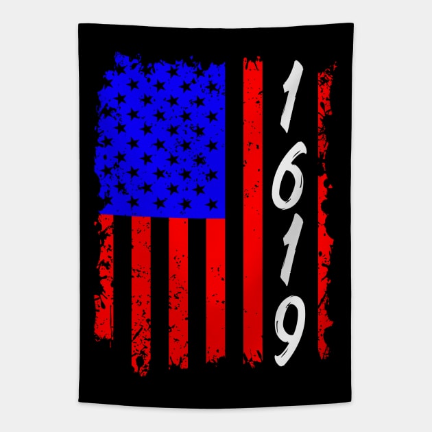 1619 Our Ancestors African American Black History Vintage With Flag Tapestry by UrbanLifeApparel