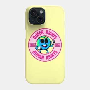 Queer Rights Equal Human Rights - Cute LGBT Earth Cartoon Phone Case