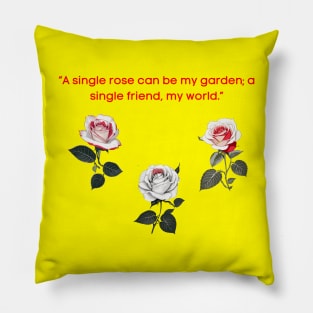 Red Flowers floral roses quote line art Pillow