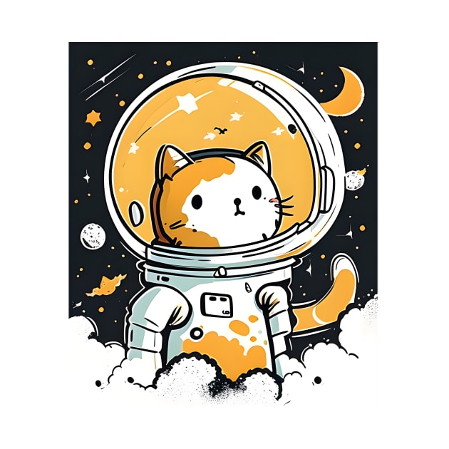 Funny Cat Astronaut Space Cat Lover Retro by Daphne R. Ellington