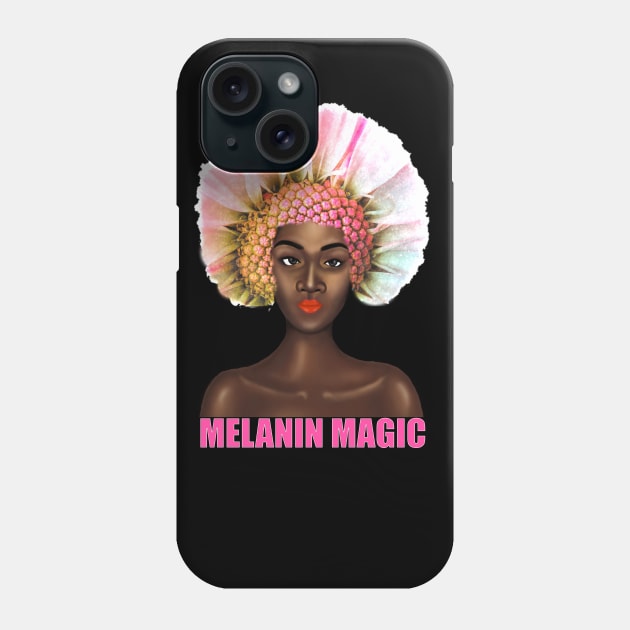 Black Pride Melanin Magic Flower Afro Queen Phone Case by Merchweaver