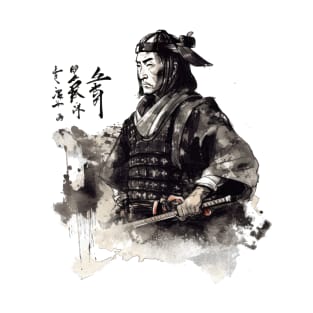 Samurai warrior watercolor black white T-Shirt