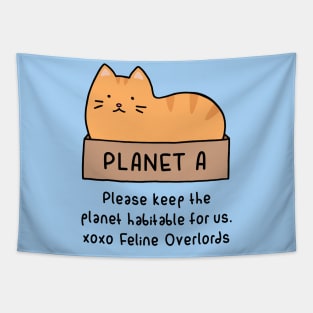 Orange Cat - Habitable Planet (Sky Blue) Tapestry