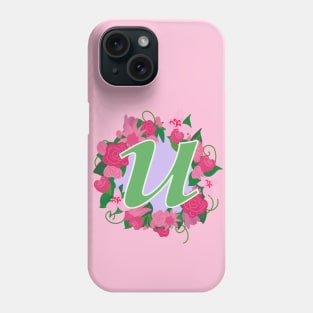 Monogram U, Personalized Floral Initial Phone Case