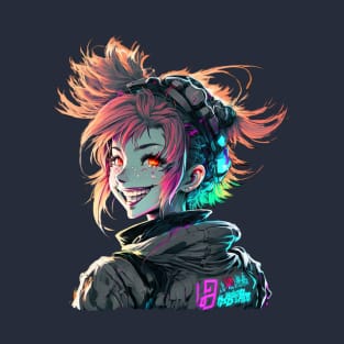 Cyberpunk Girl Smile T-Shirt