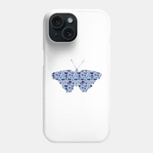Butterflies, Flowers, Plants and Mushrooms Blue Tones Phone Case