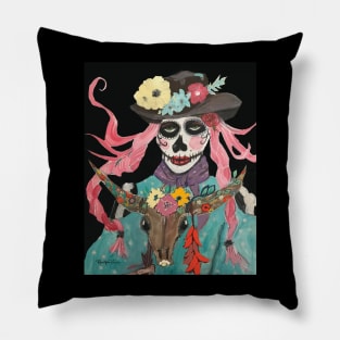 Longhorn Day of the Dead Pillow