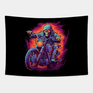 Epic Skeleton on Motorcycle Tapestry