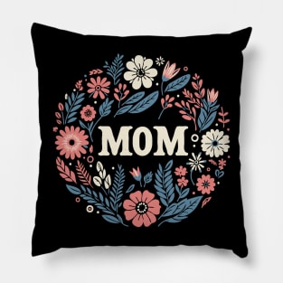 Mom Floral Art Typography Pillow