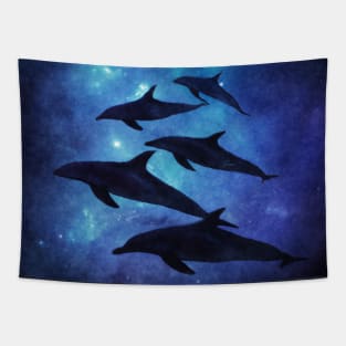 School of dolphins swimming through the ocean Tapestry