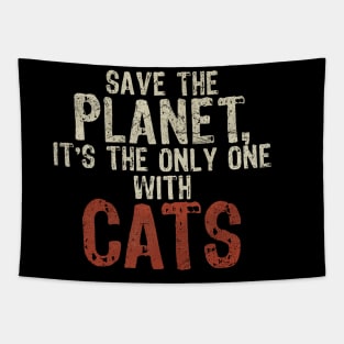 Save The Planet Cats Lover Tapestry