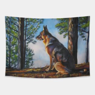 German Shepherd Fine Art Painting Tapestry