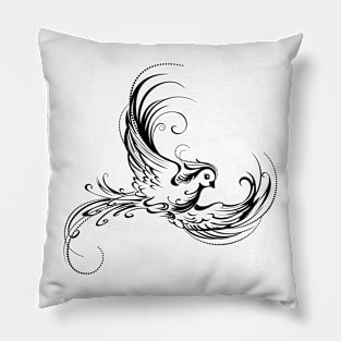 Stylized Bird on White Background Pillow