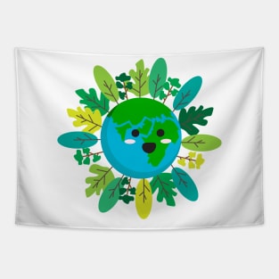Forest Earth Day Illustration Tapestry