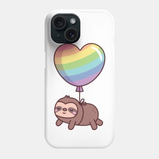 Cute Sloth With Rainbow Heart Balloon Phone Case