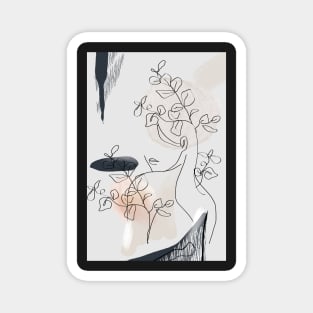 Woman outline painting sensual print Magnet