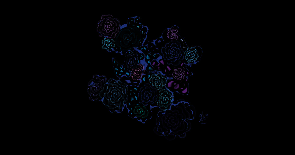 Blue Rose Group Flower Design Sticker TeePublic